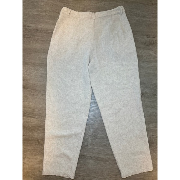 Runaway Heart Linen Blend Cropped Pants Pleated Front Casual Beige Size 12 - Picture 2 of 5